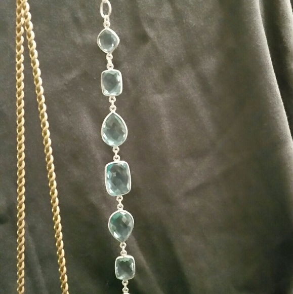 .925 Silver Blue Topaz Bracelet  7"-8"L - Picture 4 of 8